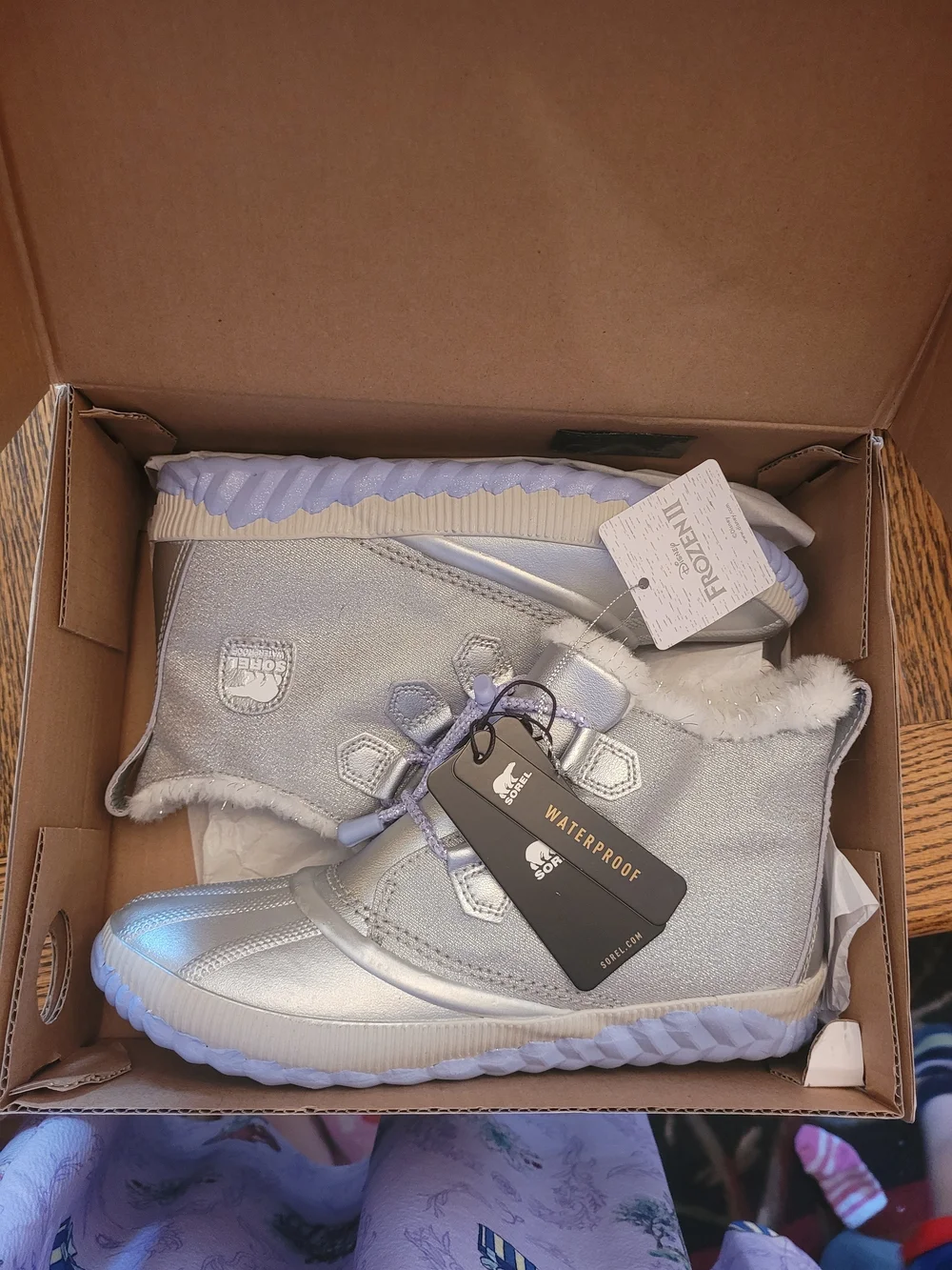 Sorel X Disney Frozen Kids' Silver Cozy Winter Boot Waterproof Size 6